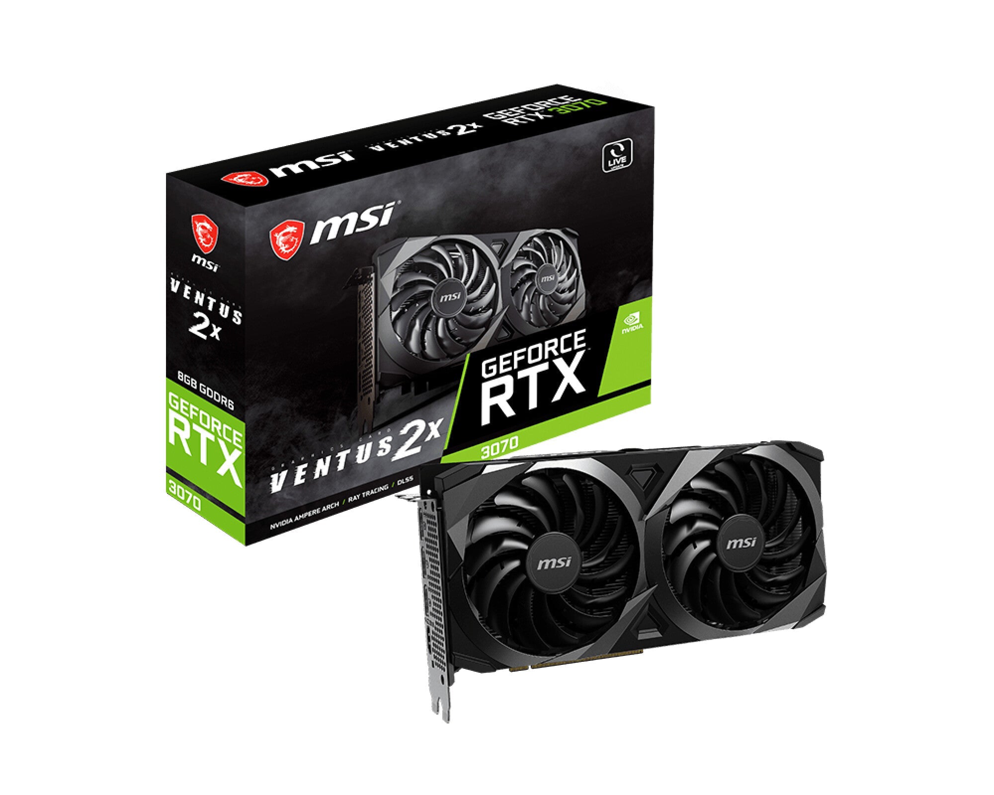 MSI VENTUS 2X OC - NVIDIA 8 GB GDDR6 GeForce RTX 3070 graphics card
