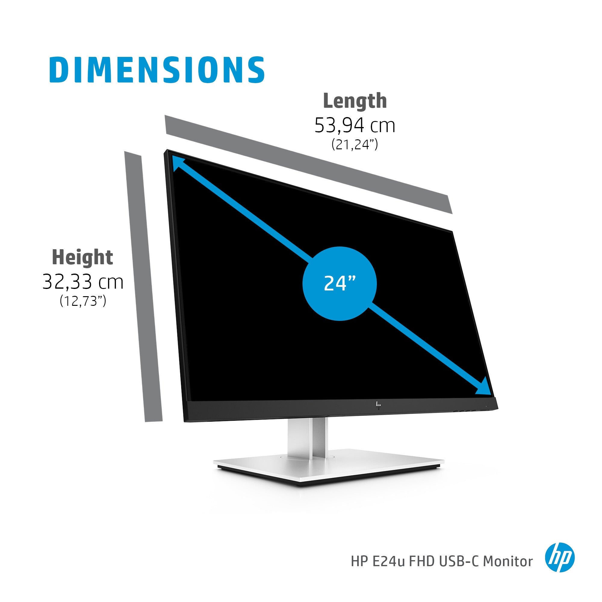 HP E24U G4 - 60.5 cm (23.8") - 1920 x 1080 pixels Full HD LCD USB-C Hub Monitor