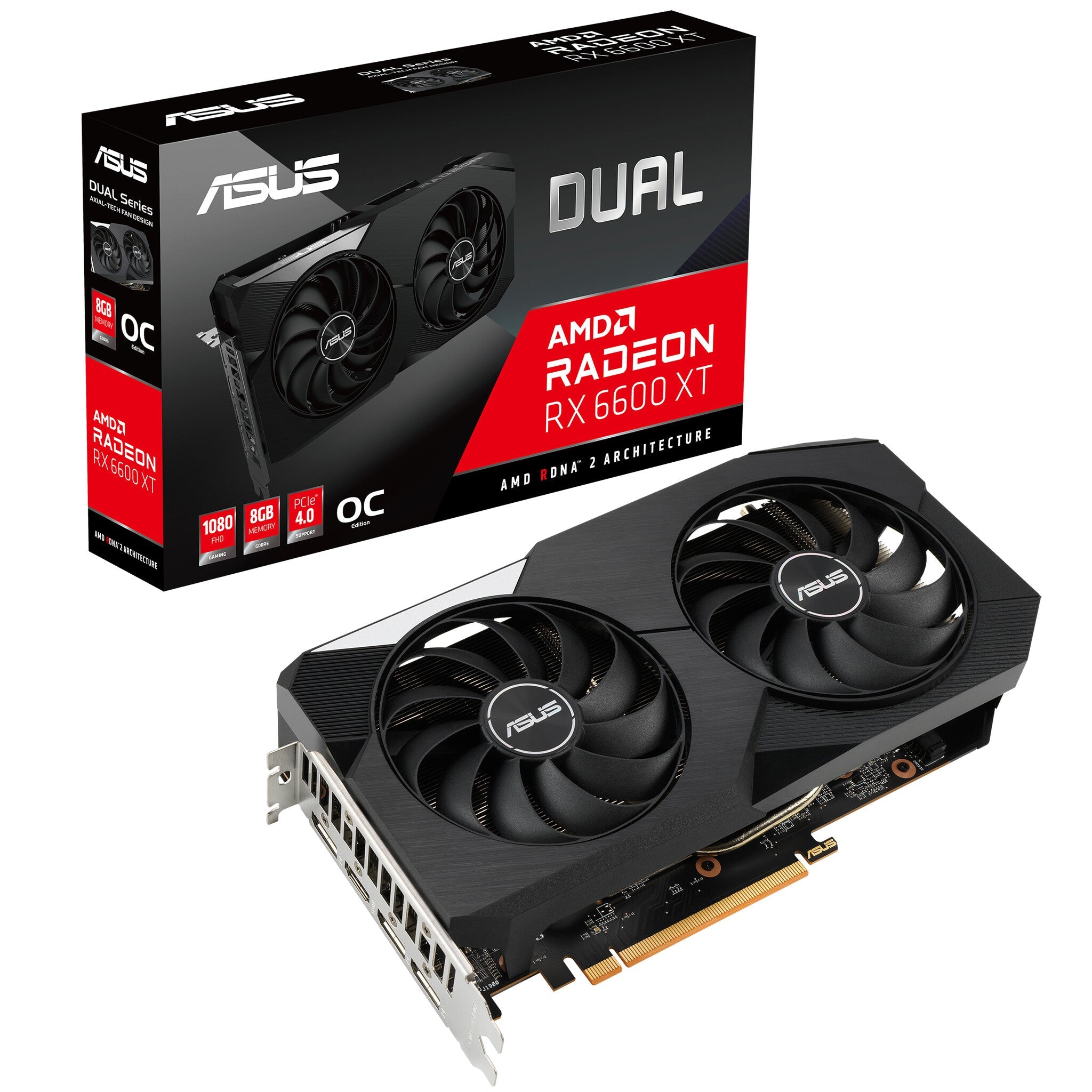 ASUS Dual OC - AMD 8 GB GDDR6 Radeon RX 6600 XT graphics card