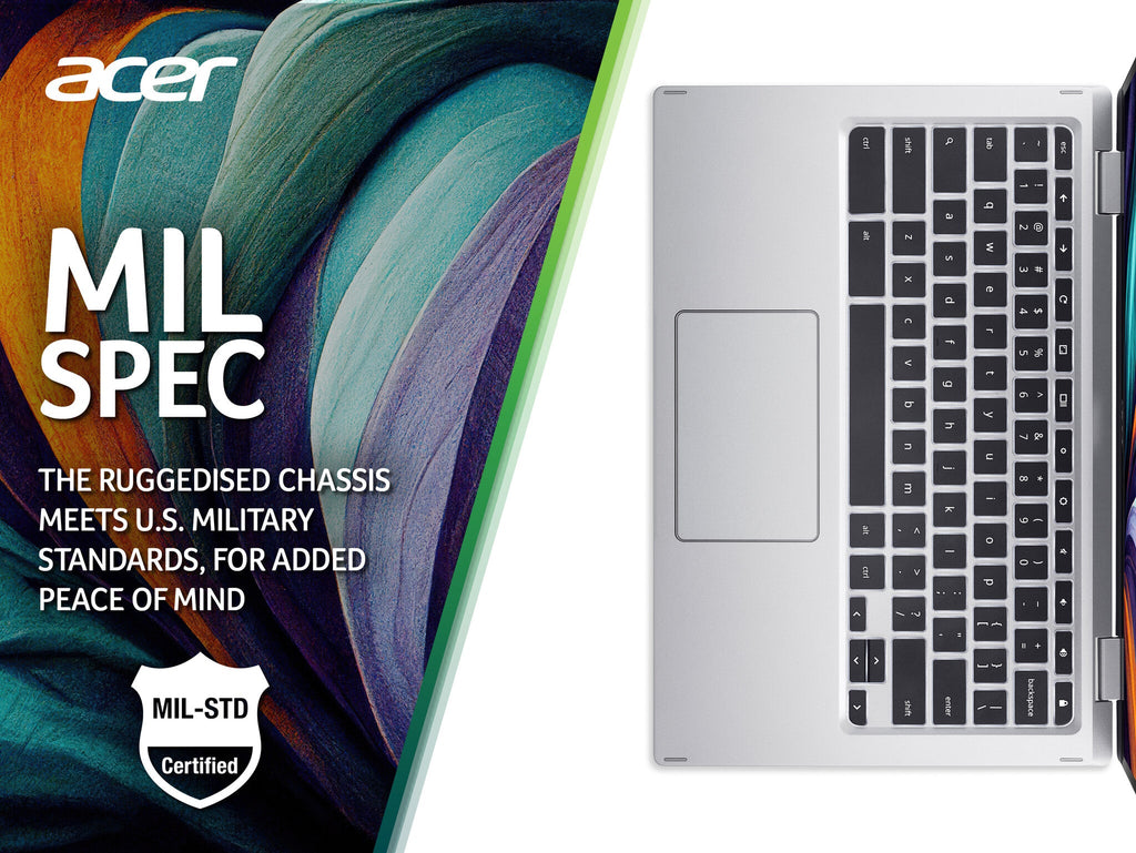Acer Chromebook Spin 513 CP513-1H Laptop - 33.8 cm (13.3") -  Touchscreen - Qualcomm Snapdragon 7c (Gen 2) - 8 GB LPDDR4x-SDRAM - 64 GB eMMC - Wi-Fi 5 - Chrome OS - Silver