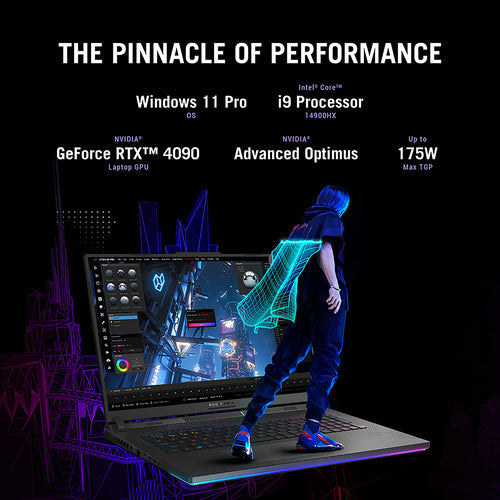 ASUS ROG Strix SCAR 18 Laptop - 45.7 cm (18") - Intel® Core™ i9-14900HX - 32 GB DDR5-SDRAM - 2 TB SSD - NVIDIA GeForce RTX 4090 - Wi-Fi 6E - Windows 11 Home - Black