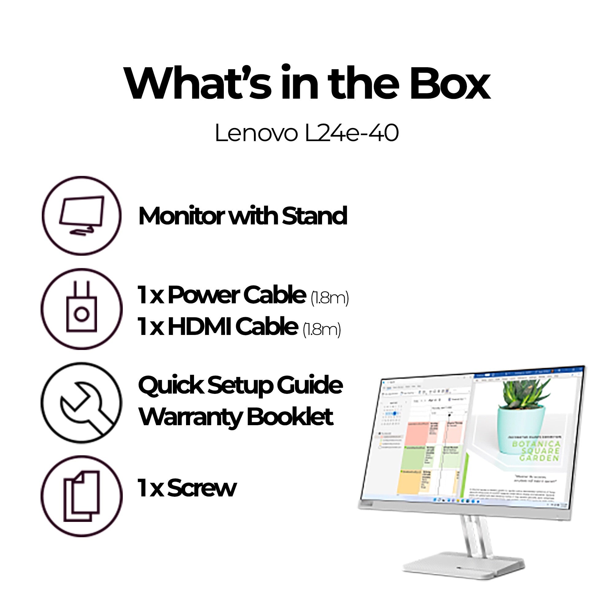 Lenovo L24E-40 - 60.5 cm (23.8") - 1920 x 1080 pixels Full HD LED Monitor