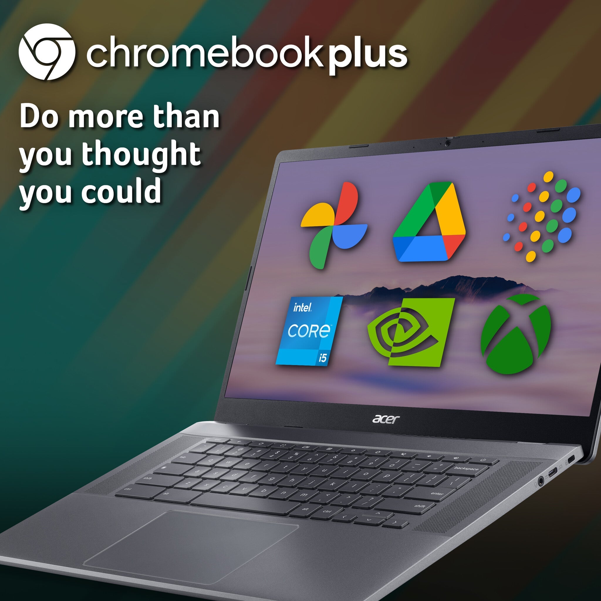 Acer Chromebook Plus 515 - 39.6 cm (15.6") - Intel® Core i5-1235U - 8 GB LPDDR5x-SDRAM - 256 GB SSD - Wi-Fi 6E - ChromeOS - Grey