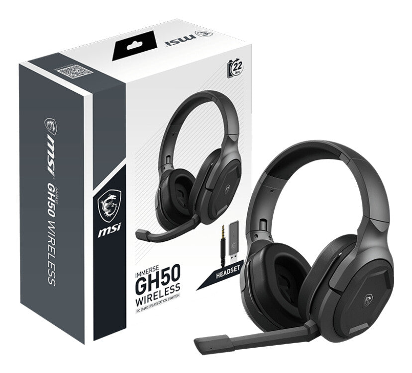 MSI Immerse GH50 Wireless - USB Wired & Wireless Gaming Headset in Black