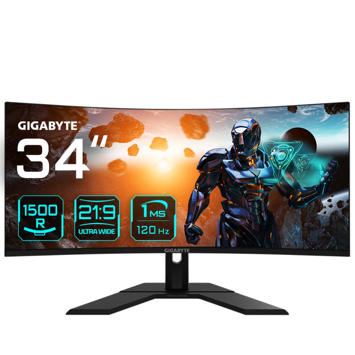 GIGABYTE GS34WQC 34" WQHD Curved Gaming Monitor - 3440 x 1440, 120Hz, 1ms, 300 cd/m², FreeSync Premium, HDR Ready, HDMI 2.0, Displayport 1.4