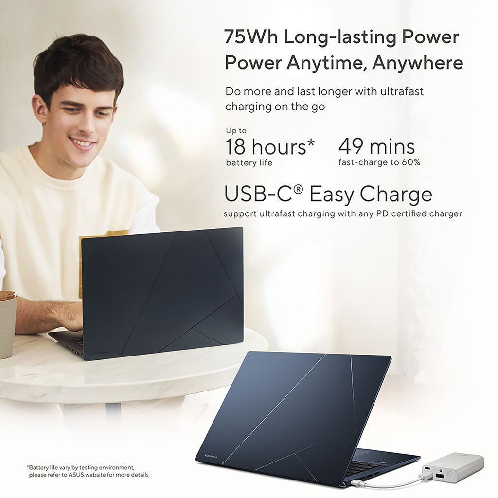 ASUS Zenbook 14 OLED Laptop - 35.6 cm (14") - Touchscreen - Intel® Core™ i9-13900H - 16 GB LPDDR5-SDRAM - 1 TB SSD - Wi-Fi 6E - Windows 11 Home - Silver