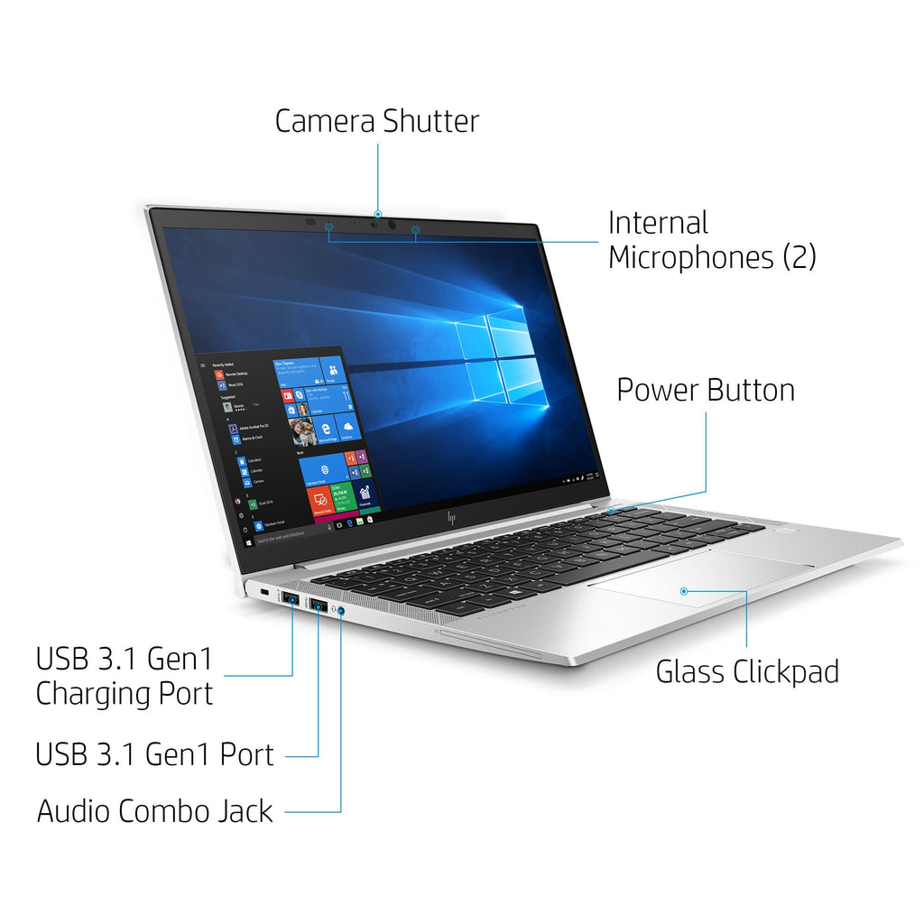 HP EliteBook 830 G7 Laptop - 33.8 cm (13.3") - Touchscreen - Intel® Core™ i5-10210U - 8 GB DDR4-SDRAM - 256 GB SSD - Wi-Fi 6 - Windows 10 Pro - Silver