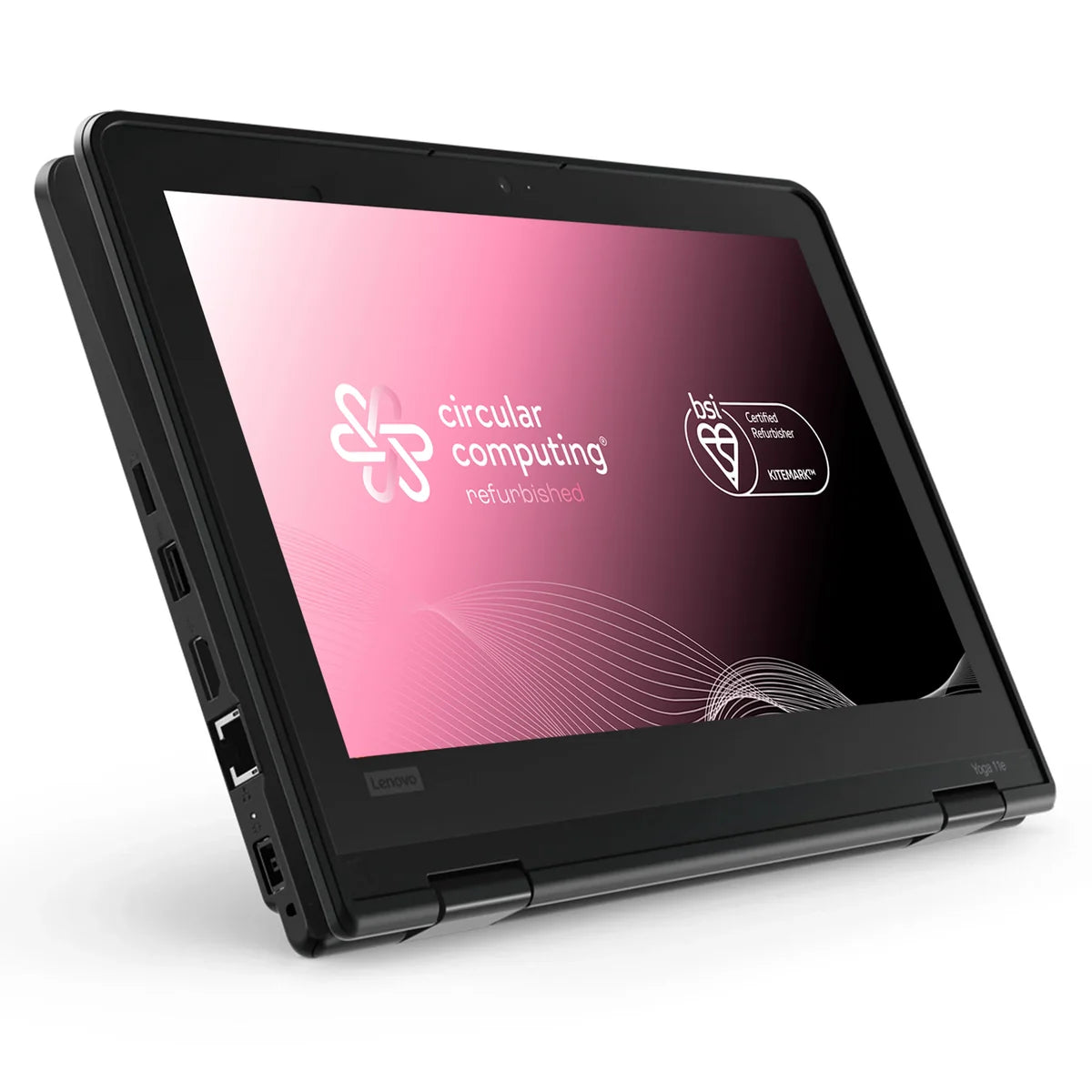 Lenovo Yoga 11e Laptop - 29.5 cm (11.6") - Touchscreen -  Intel Celeron - 8 GB DDR5-SDRAM - 128 GB SSD - Wi-Fi 5 (802.11ax) - Windows 11 Pro - Black - Refurbished