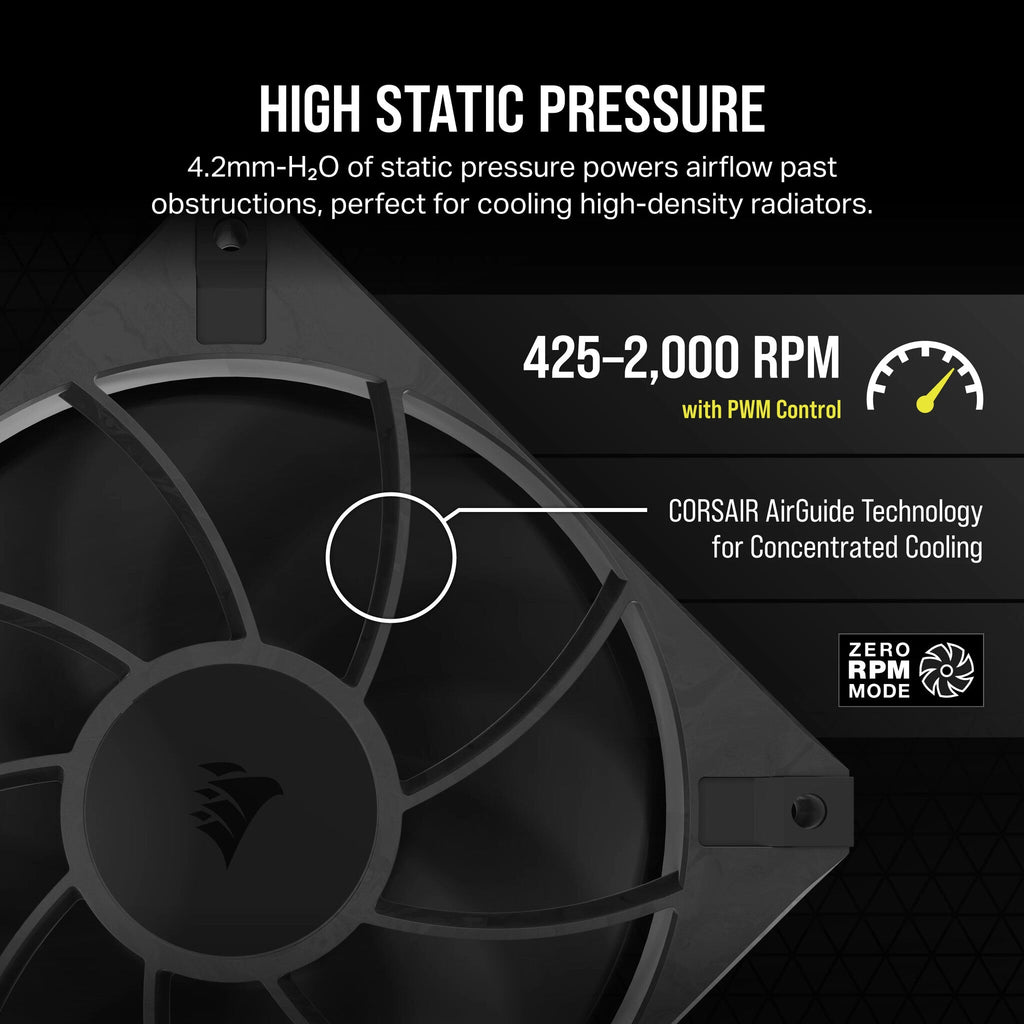 Corsair RS120 MAX - Computer Case Fan in Black - 120mm (Pack of 3)