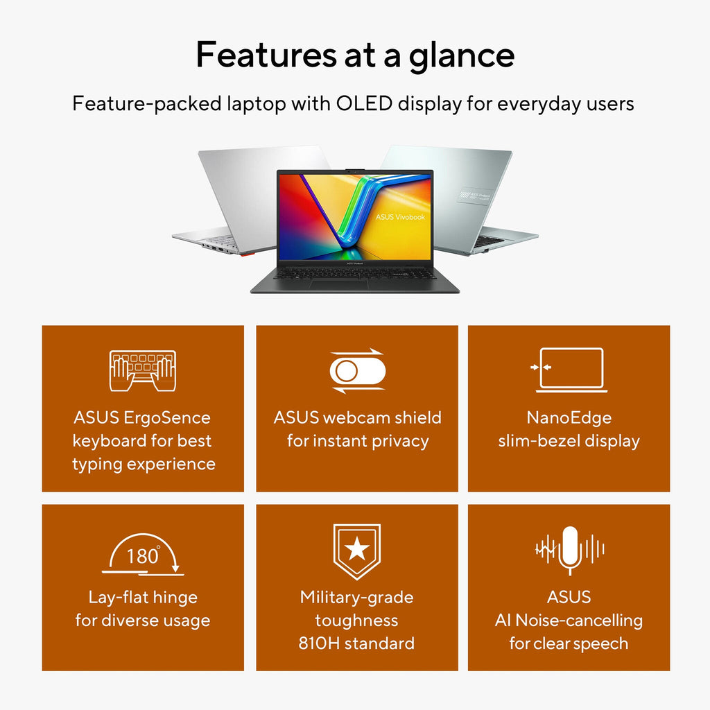 ASUS Vivobook Go 15 Laptop - 39.6 cm (15.6") - AMD Ryzen™ 3 7320U - 8 GB LPDDR5-SDRAM - 128 GB SSD - Wi-Fi 6E - Windows 11 Home in S mode - Black