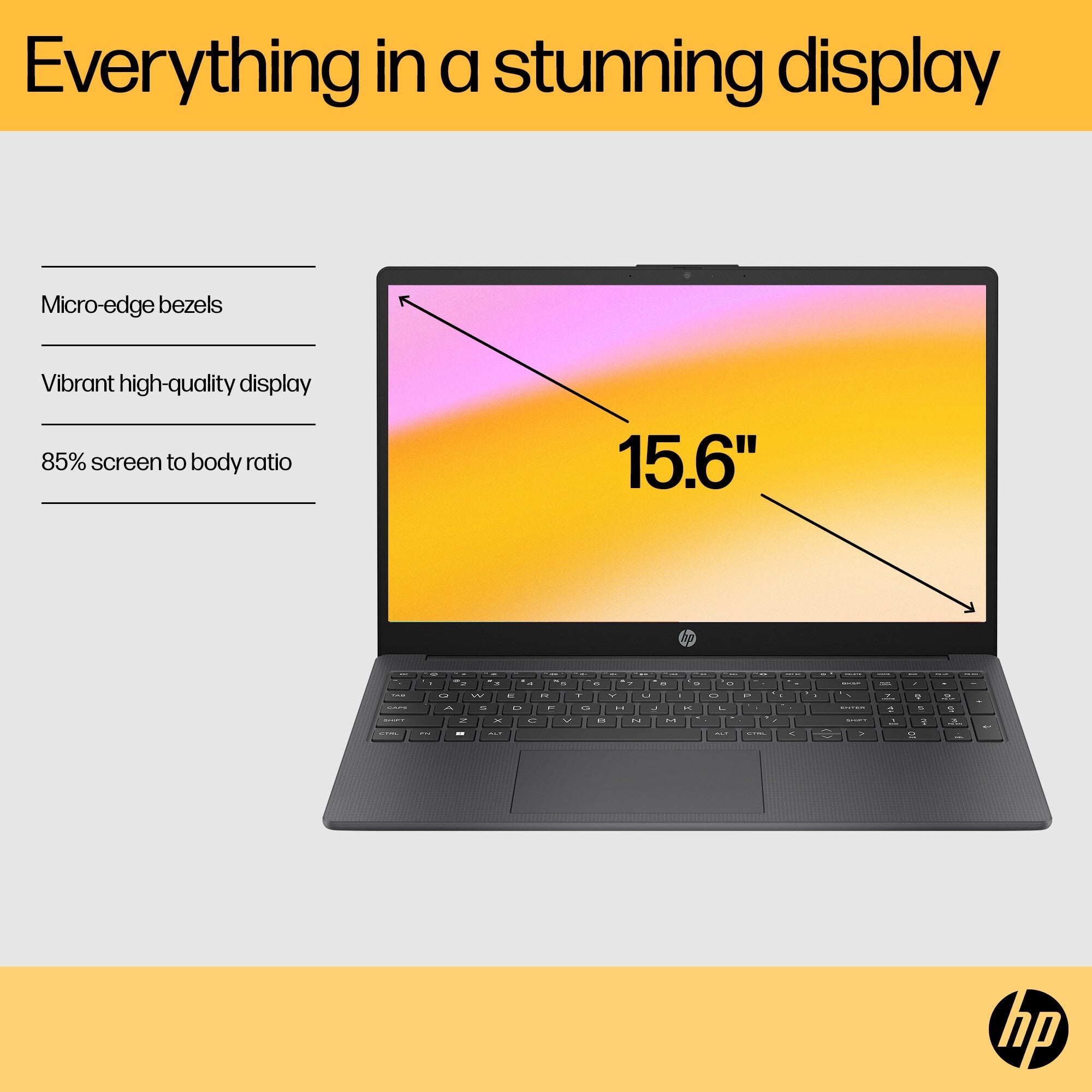 HP 15-FC0018NA Laptop - 39.6 cm (15.6") - AMD Ryzen™ 3 7320U - 4 GB LPDDR5-SDRAM - 128 GB SSD - Wi-Fi 6 - Windows 11 Home in S mode - Black