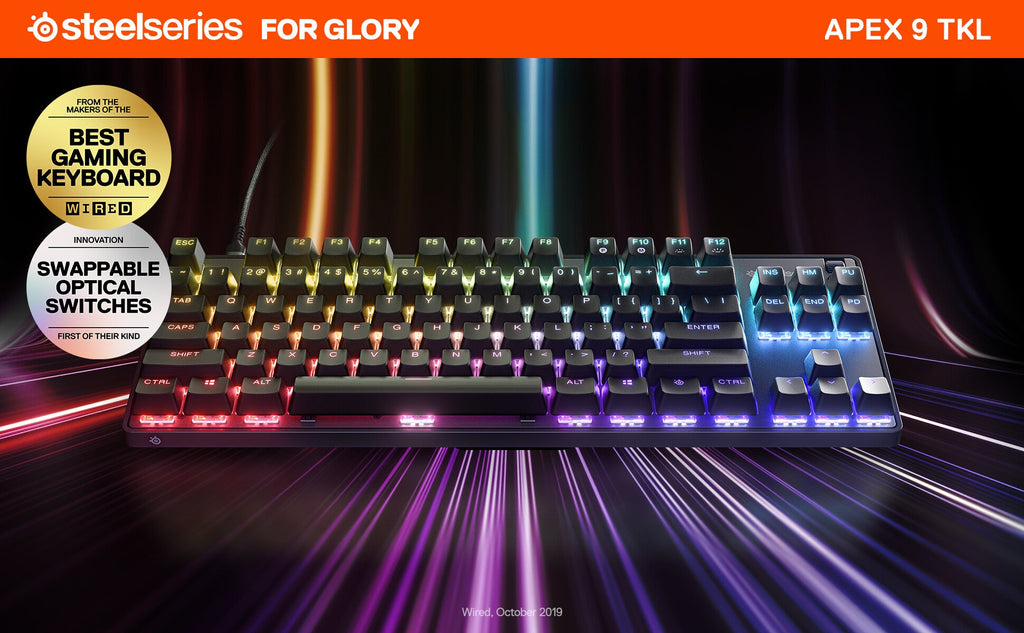 Steelseries Apex 9 TKL - USB Wired RGB Optical Keyboard in Black (QWERTY UK)