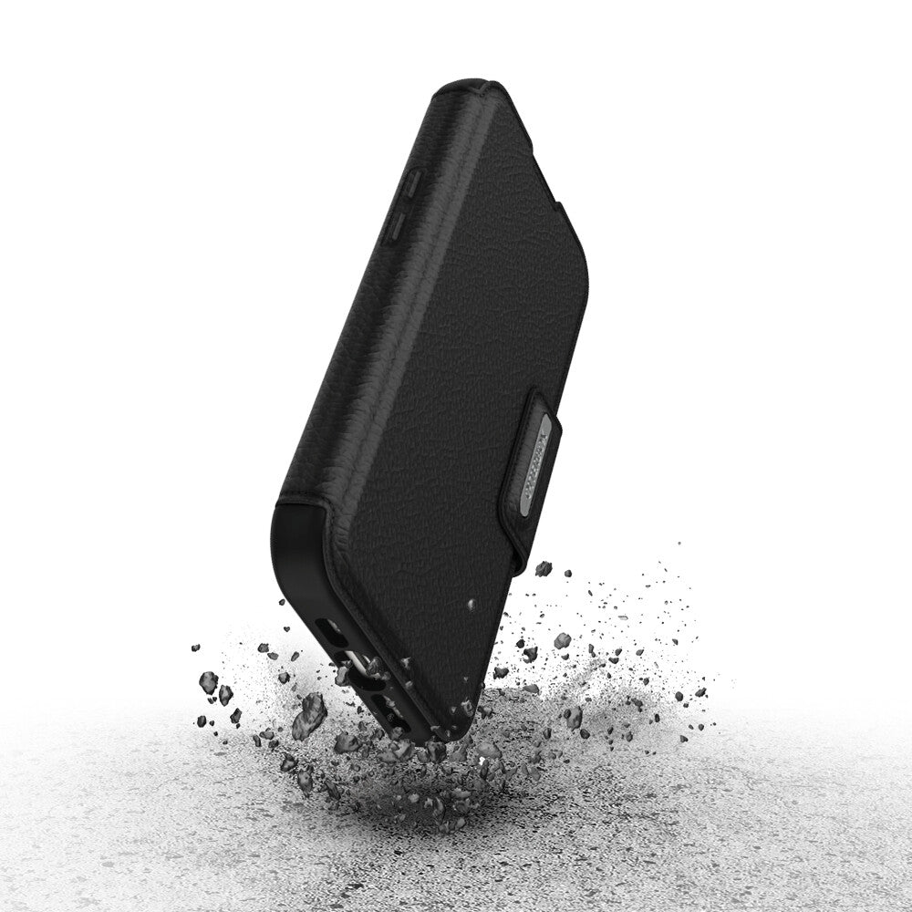 OtterBox Strada Series Folio with MagSafe for iPhone 15 Pro in Shadow (Black)