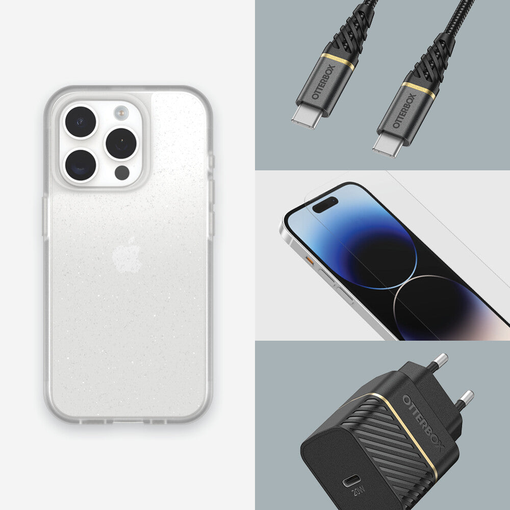 OtterBox React Series for iPhone 15 Pro in Stardust (Clear Glitter) - No Packaging