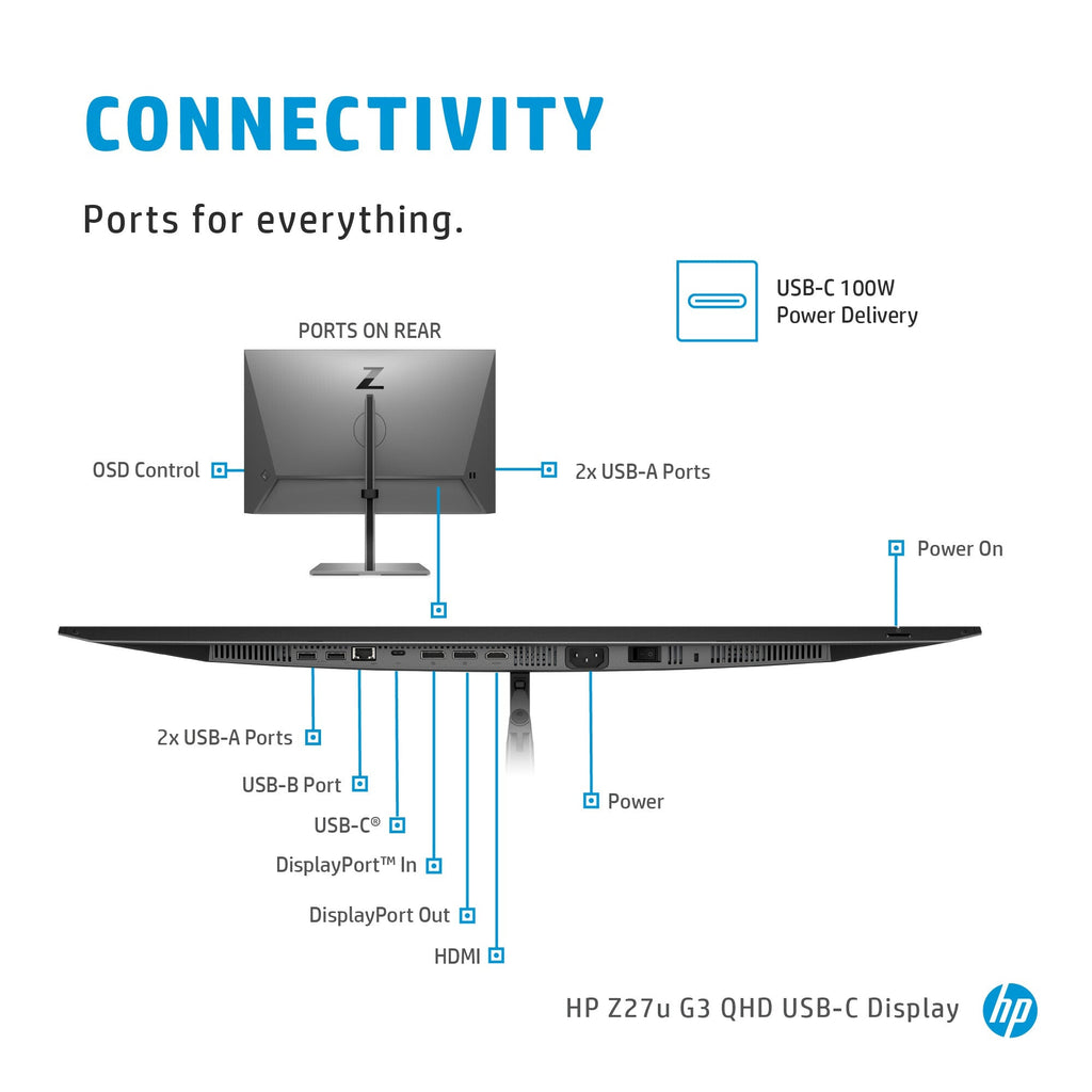 HP Z27U G3 - 68.6 cm (27") - 2560 x 1440 pixels Quad HD Monitor