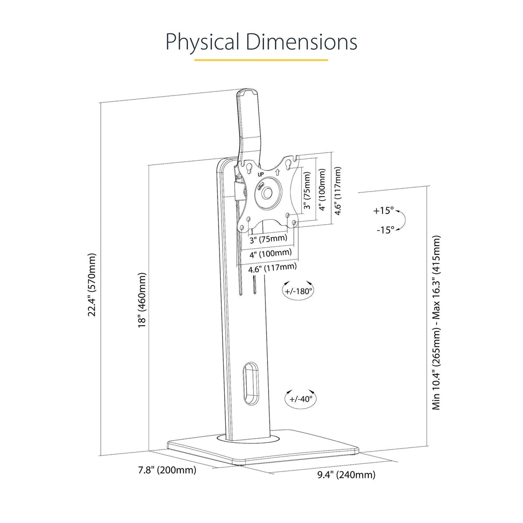 StarTech.com FPPNEUSTND - Desk monitor stand for 81.3 cm (32") to 86.4 cm (34")