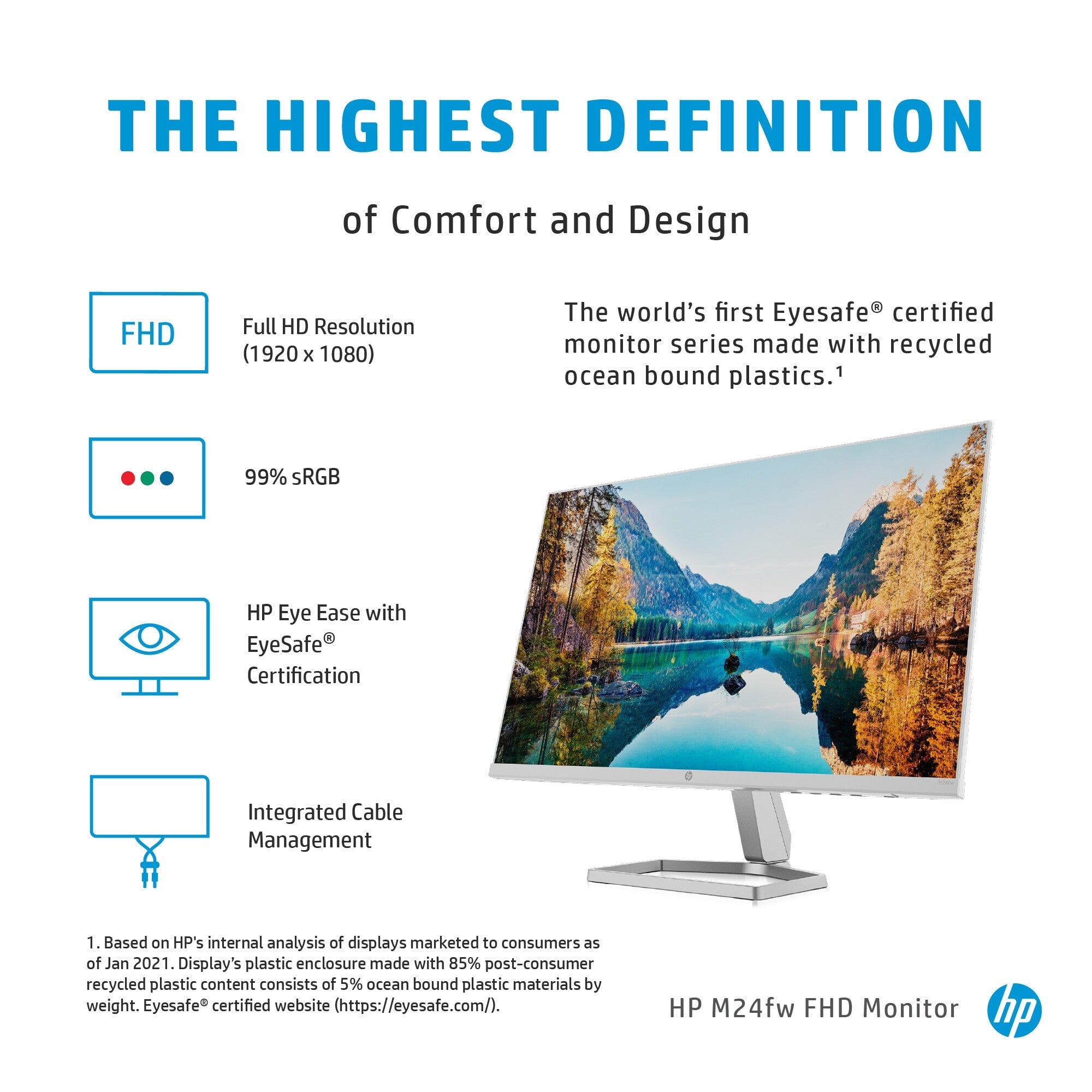 HP M24FW - 60.5 cm (23.8") - 1920 x 1080 pixels Full HD LED Monitor