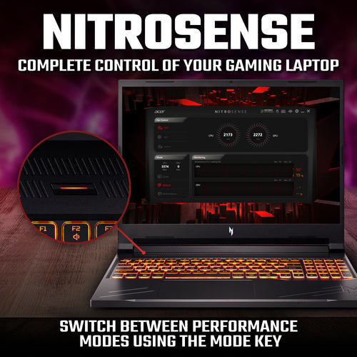 Acer Nitro V 16 Gaming Laptop - 40.6 cm (16") - AMD Ryzen 7 8845HS - 16 GB DDR5-SDRAM - 512 GB SSD - NVIDIA GeForce RTX 3050 - Wi-Fi 6 - Windows 11 Home - Black