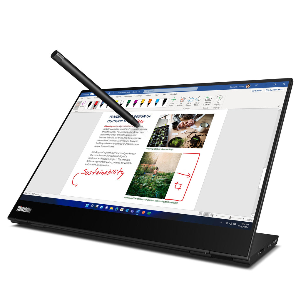 Lenovo ThinkVision M14T - 35.6 cm (14") - 2240 x 1400 pixels 2.2K LED Touchscreen Monitor