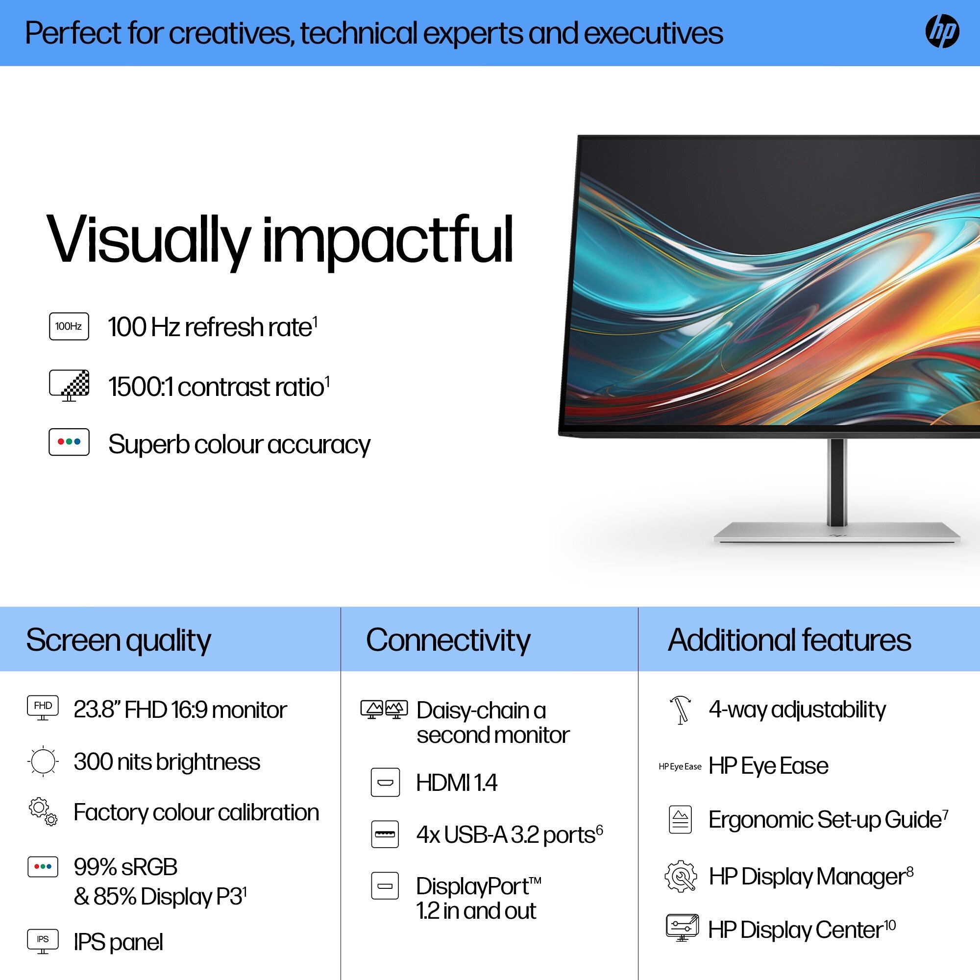 HP Series 7 Pro 724PF - 60.5cm (23.8") - 1920 x 1080 pixels Full HD LED Monitor