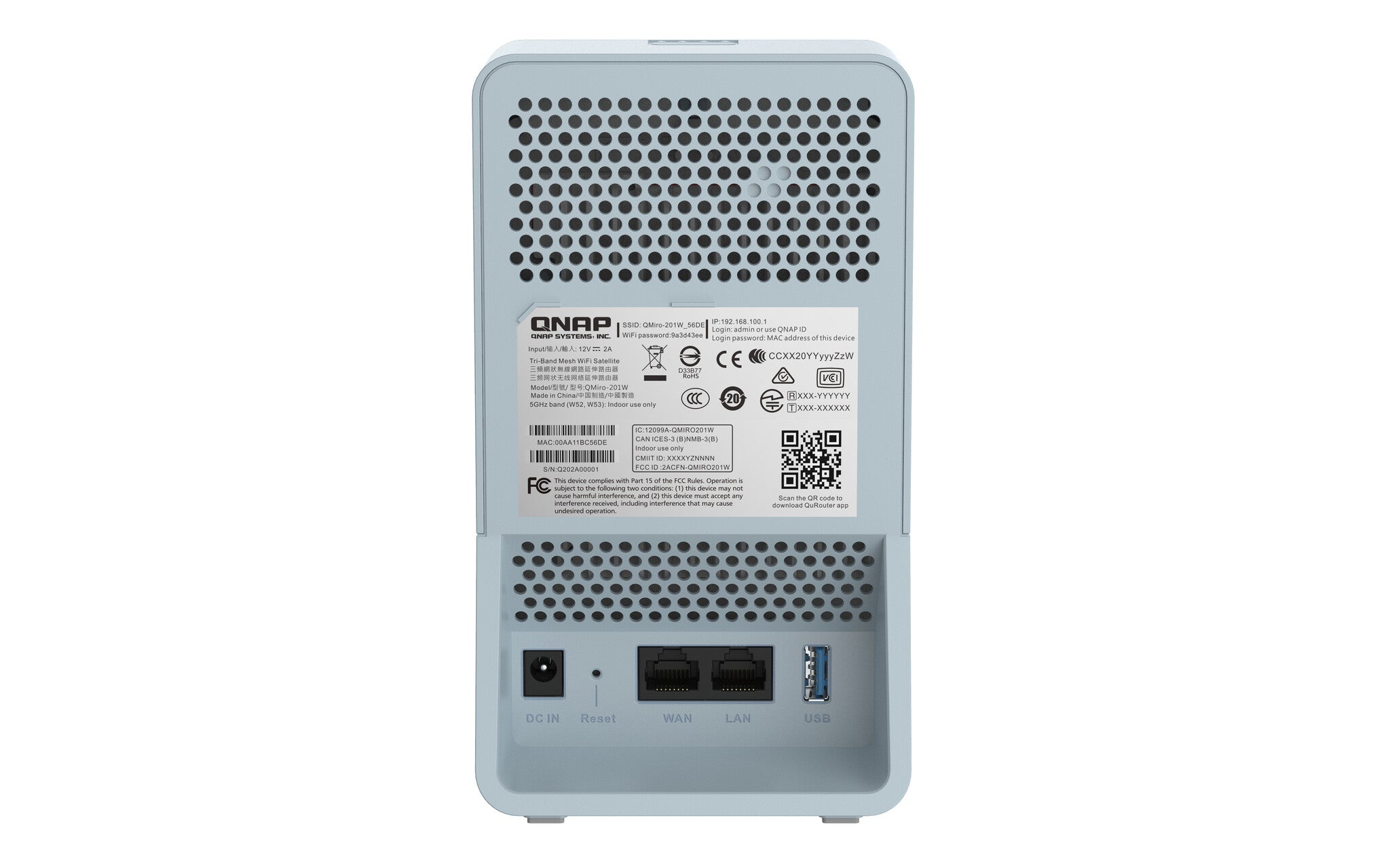 QNAP QMiro-201W - Gigabit Ethernet Dual-band (2.4 GHz / 5 GHz) wireless router in Blue