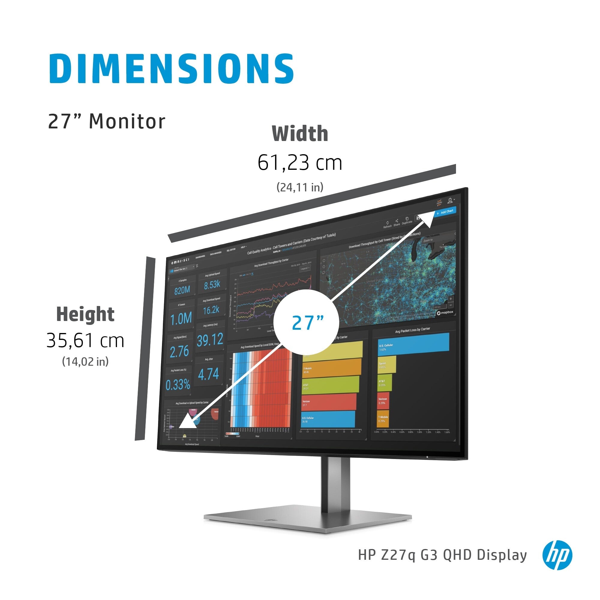 HP Z27q G3 QHD - 68.6 cm (27") - 2560 x 1440 pixels QHD Monitor