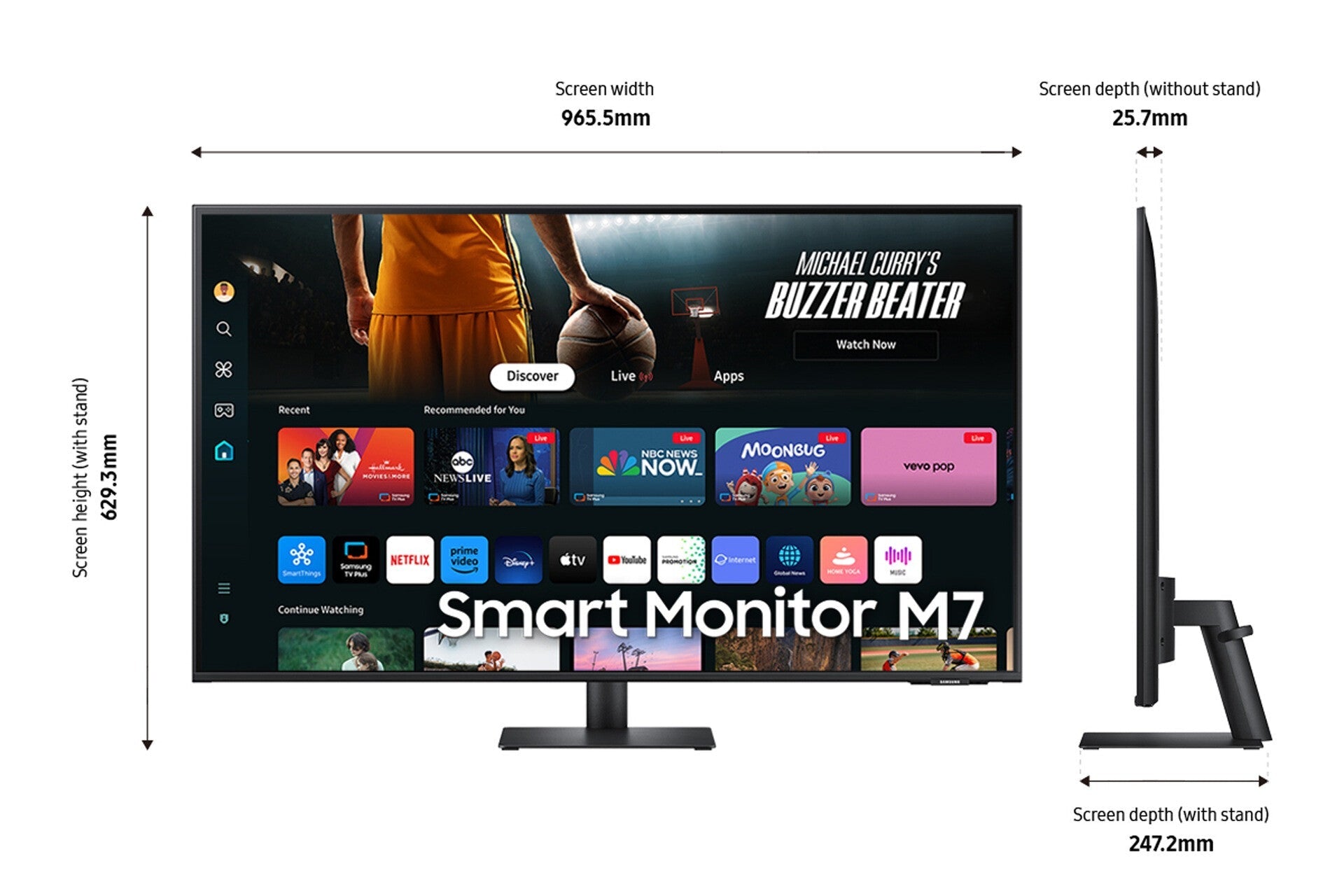 Samsung Smart Monitor M7 - 109.2 cm (43") - 3840 x 2160 pixels 4K UHD LCD Monitor with Remote