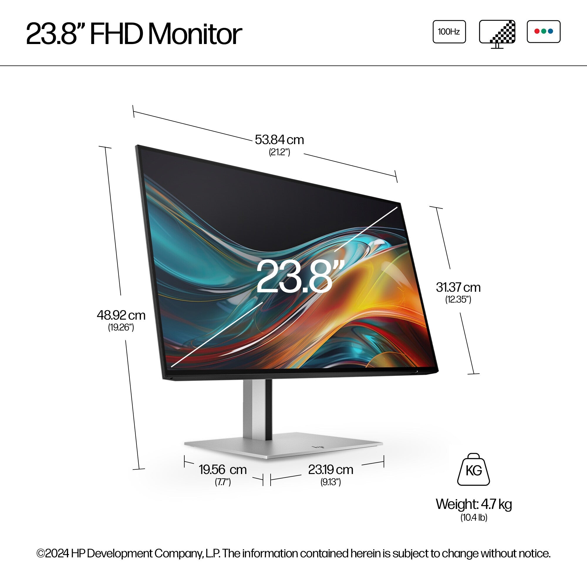 HP Series 7 Pro 724PF - 60.5cm (23.8") - 1920 x 1080 pixels Full HD LED Monitor
