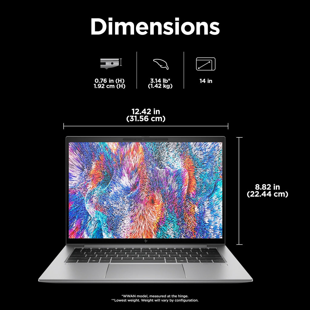 HP ZBook Firefly G11 Mobile workstation - 35.6 cm (14") - Intel Core Ultra 7 155H - 16 GB DDR5-SDRAM - 1 TB SSD - NVIDIA RTX A500 - Wi-Fi 6E - Windows 11 Pro - Grey