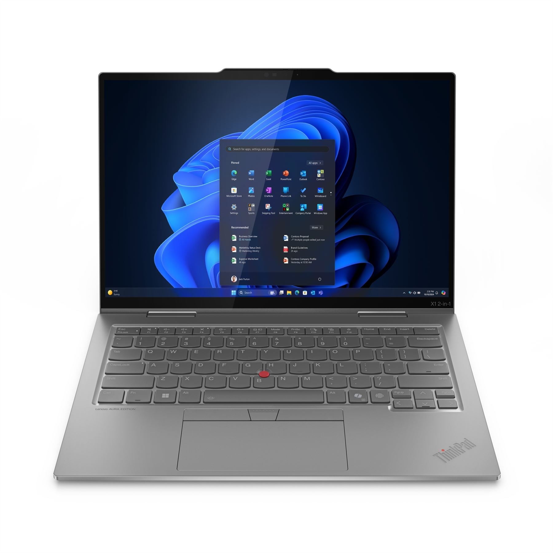 Lenovo ThinkPad X1 2-in-1 Gen 10 Intel Core Ultra 7 255U Hybrid (2-in-1) 35.6 cm (14") Touchscreen WUXGA 16 GB LPDDR5x-SDRAM 512 GB SSD Wi-Fi 6E (802.11ax) Windows 11 Pro UK English Grey