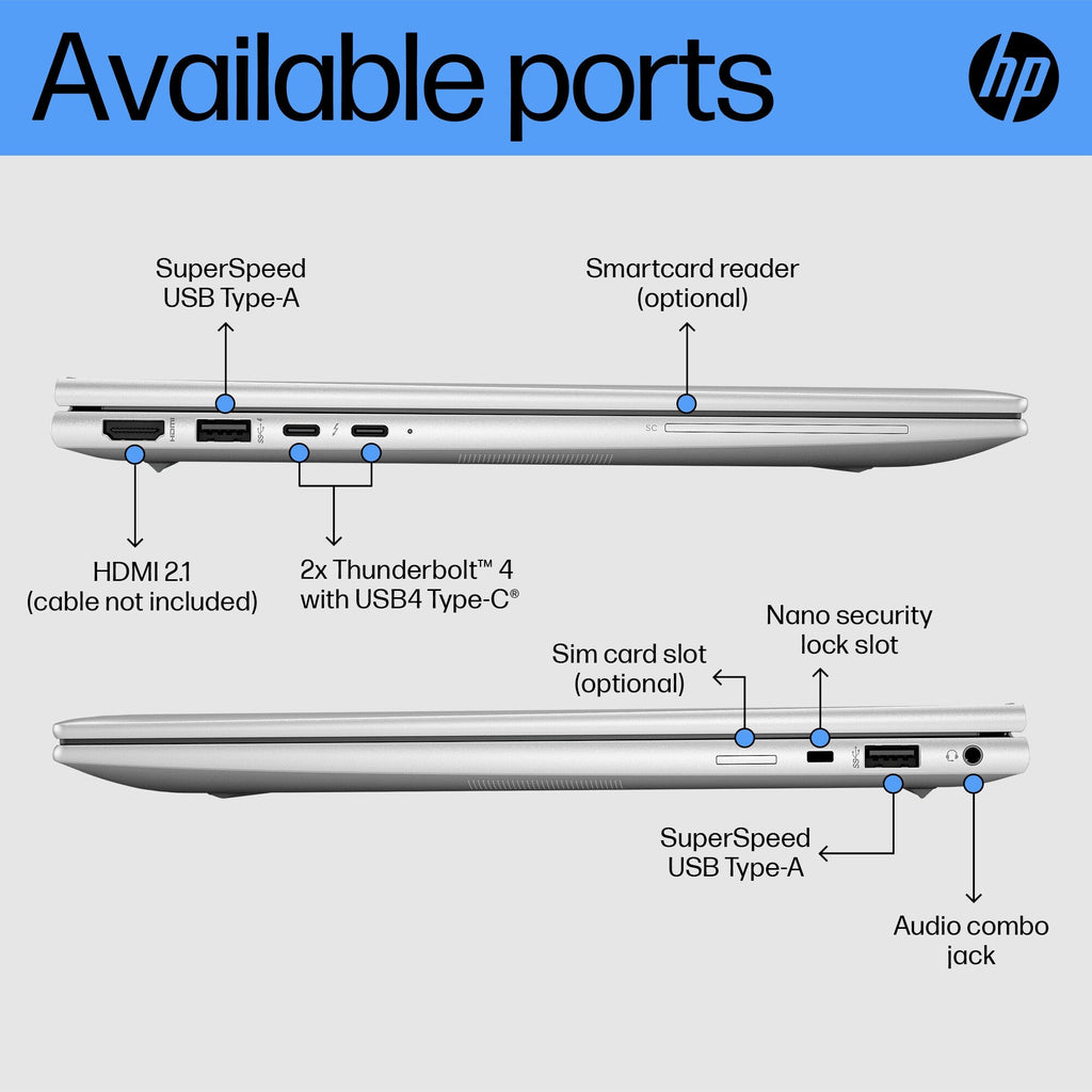 HP EliteBook 840 14 G10 Laptop - 35.6 cm (14") - Intel® Core™ i5-1335U - 16 GB DDR5-SDRAM - 256 GB SSD - Wi-Fi 6E - Windows 11 Pro - Silver