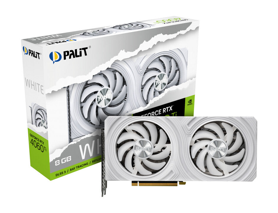 Palit WHITE - NVIDIA 8 GB GDDR6 GeForce RTX 4060 Ti graphics card