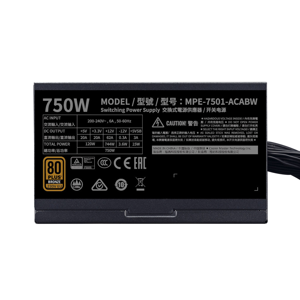 Cooler Master MWE V2 - 750W 80+ Bronze Non-Modular Power Supply Unit