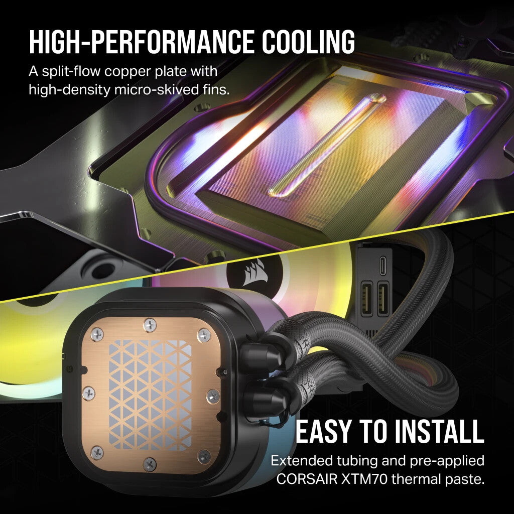 Corsair iCUE LINK H100i RGB - Liquid Processor Cooling Kit in Black - 240mm