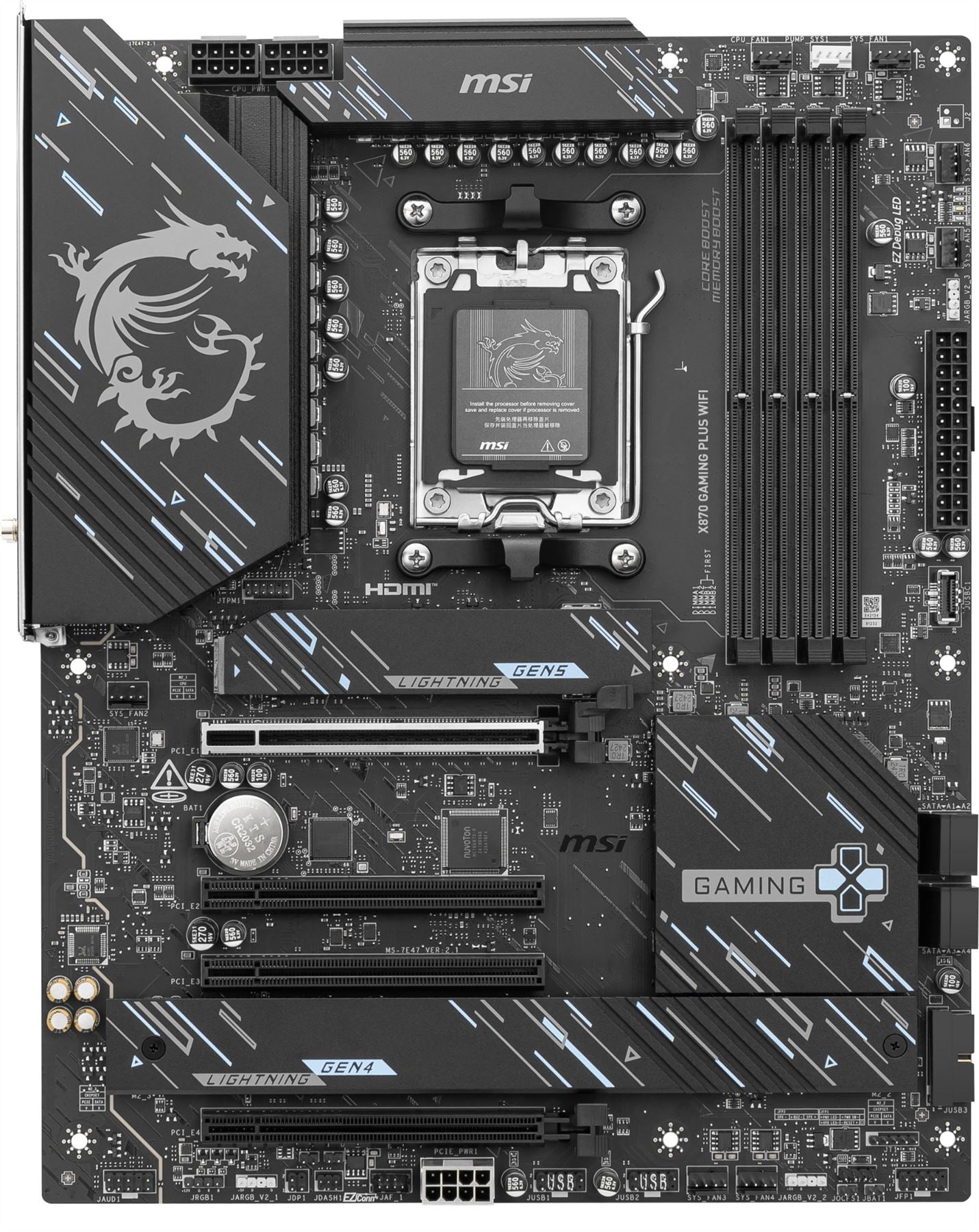 MSI X870 GAMING PLUS WIFI ATX motherboard - AMD X870 Socket AM5