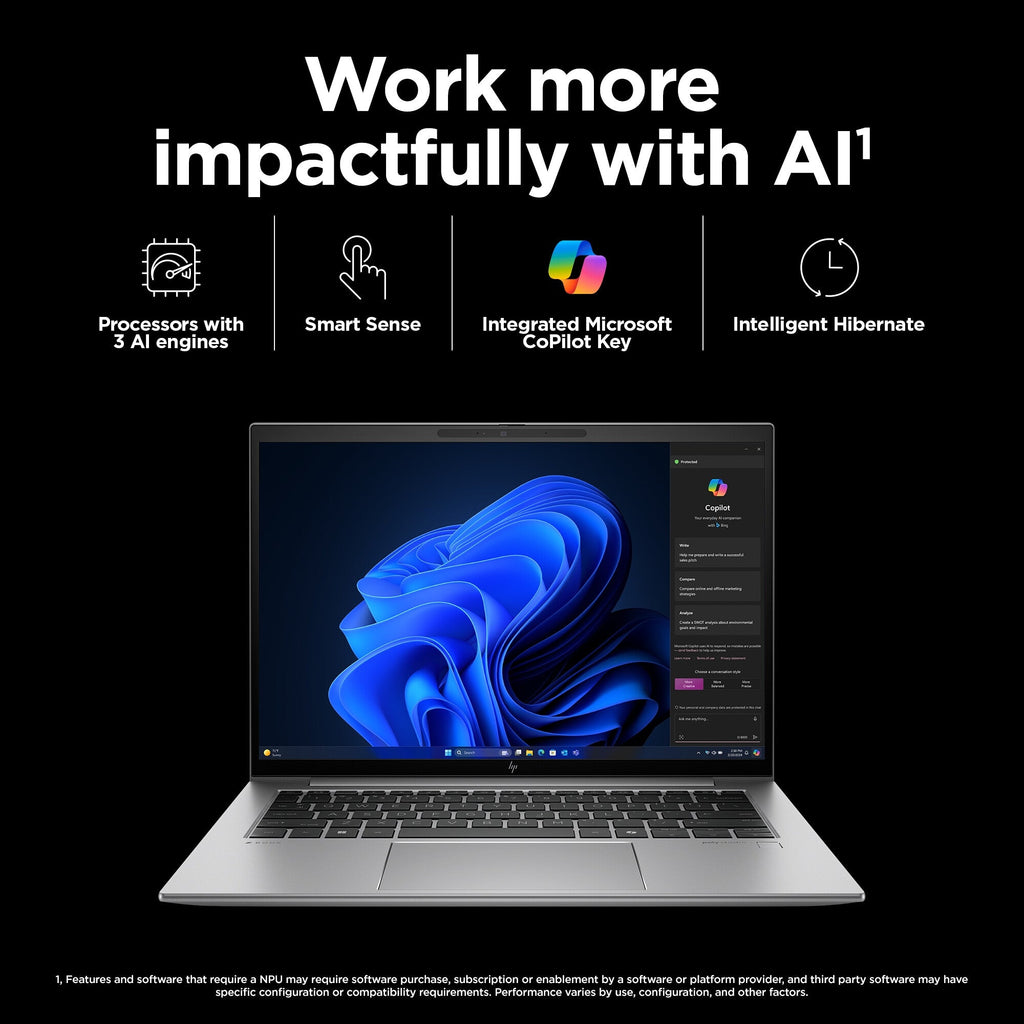 HP ZBook Firefly G11 Mobile workstation - 35.6 cm (14") - Intel Core Ultra 7 155H - 16 GB DDR5-SDRAM - 1 TB SSD - NVIDIA RTX A500 - Wi-Fi 6E - Windows 11 Pro - Grey