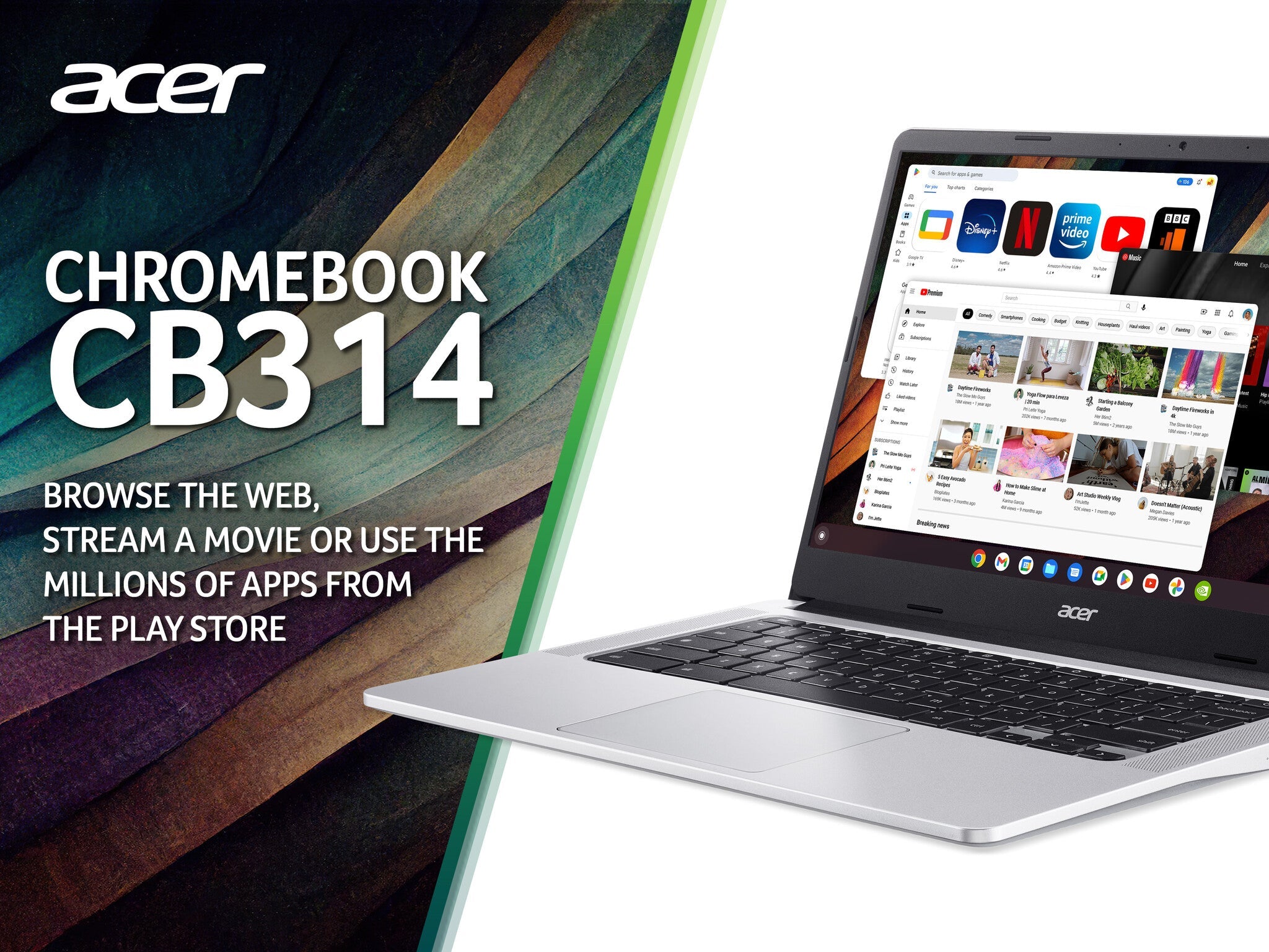 Acer Chromebook 314 - 35.6 cm (14") - Touchscreen - Intel® Pentium® Silver - 8 GB LPDDR4x-SDRAM - 128 GB SSD - Wi-Fi 5 - ChromeOS - Silver