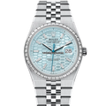 Rolex Land-Dweller 127286TBR Platinum Ice Blue Honeycomb Motif