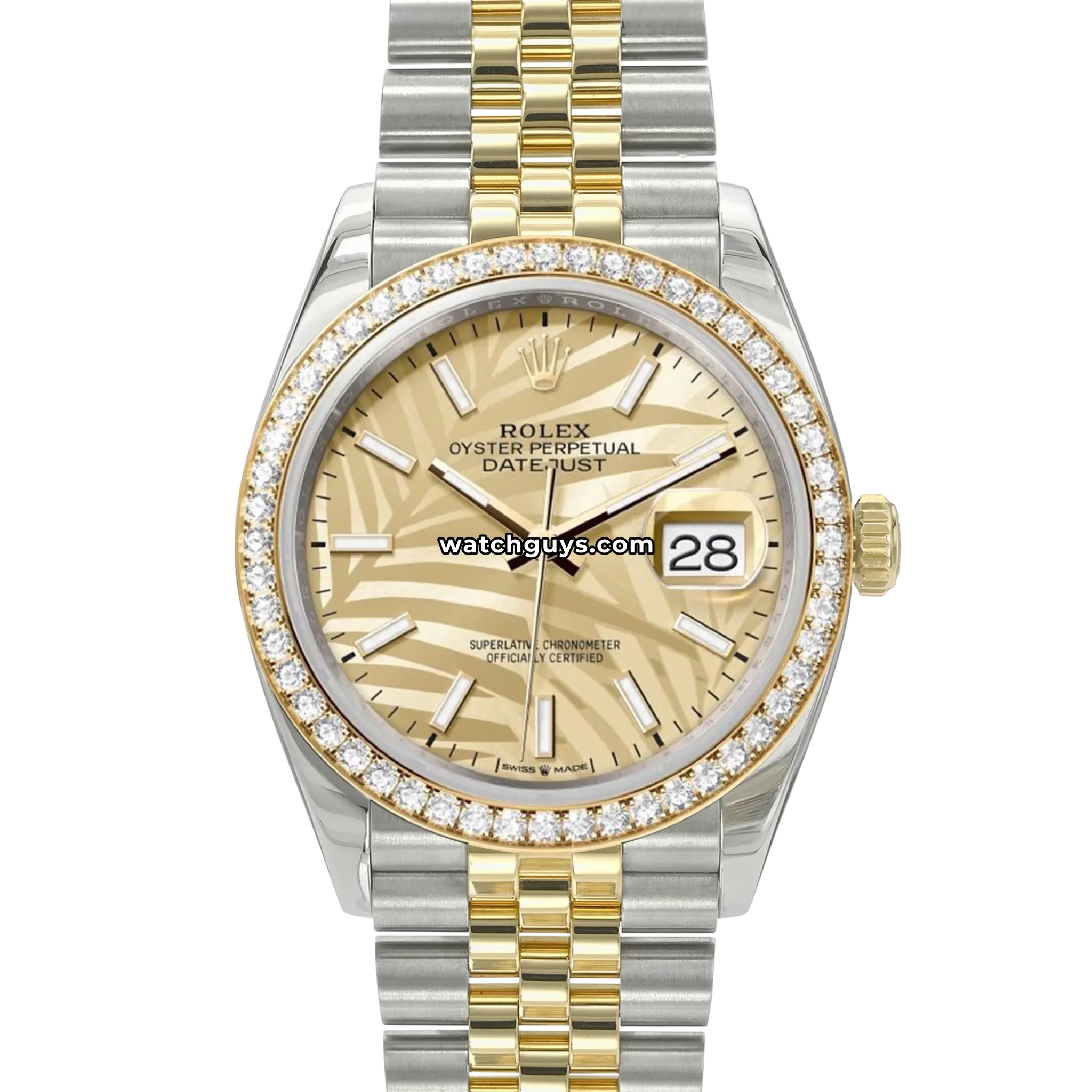 Rolex Datejust 126283RBR Palm Motif Champagne Diamond
