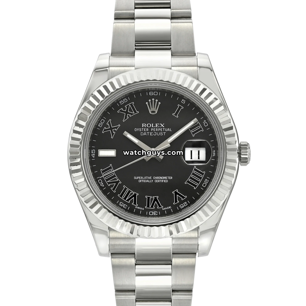 Rolex Datejust 116334 Black Roman Stainless Steel Oyster