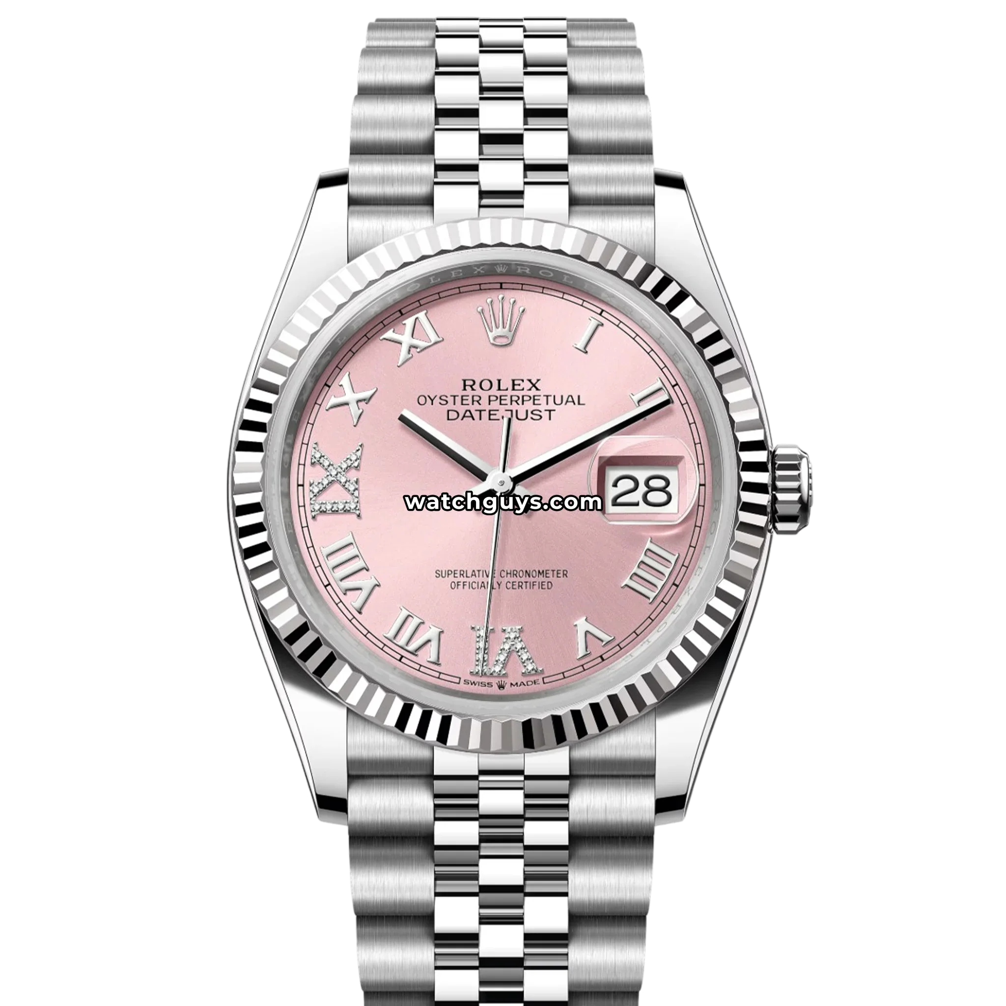Rolex Datejust 126234 Pink Diamond Stainless Steel Jubilee