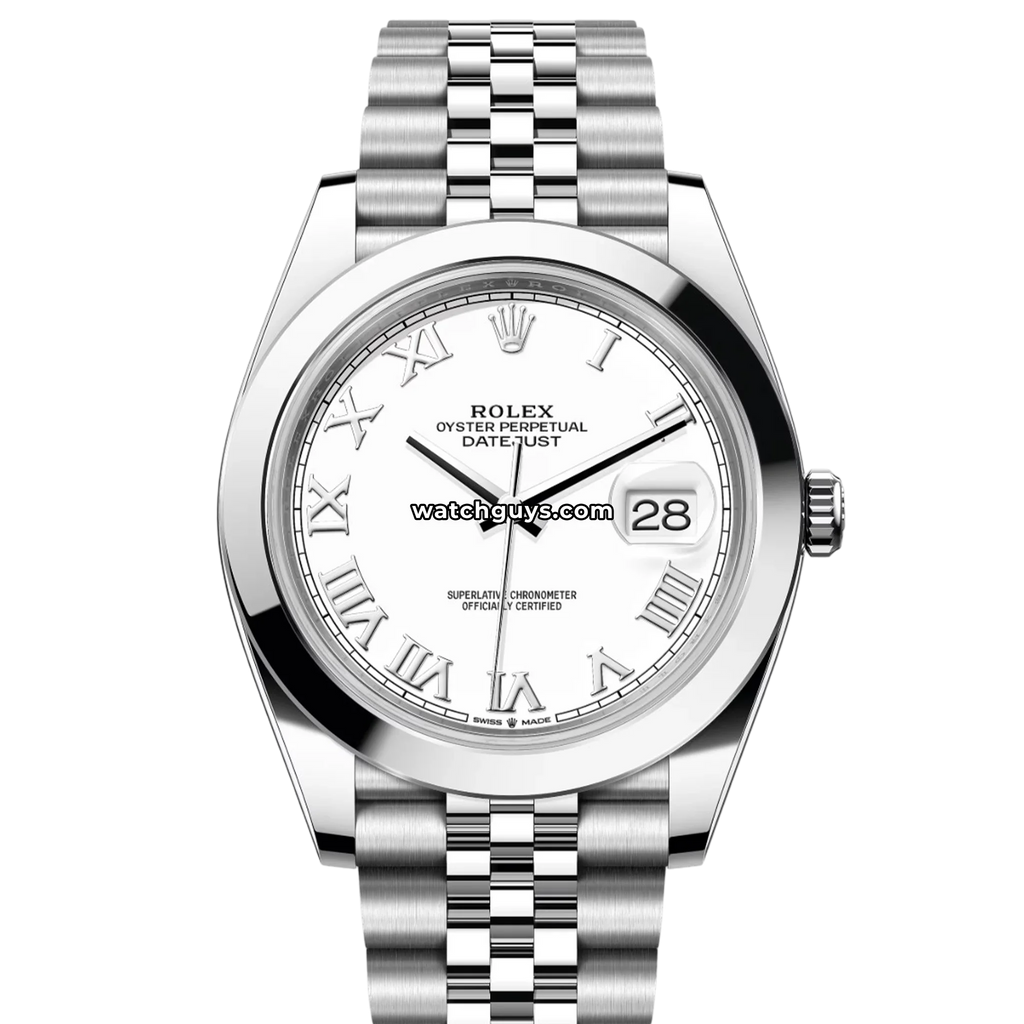 Rolex Datejust 126300 White Roman Stainless Steel Jubilee