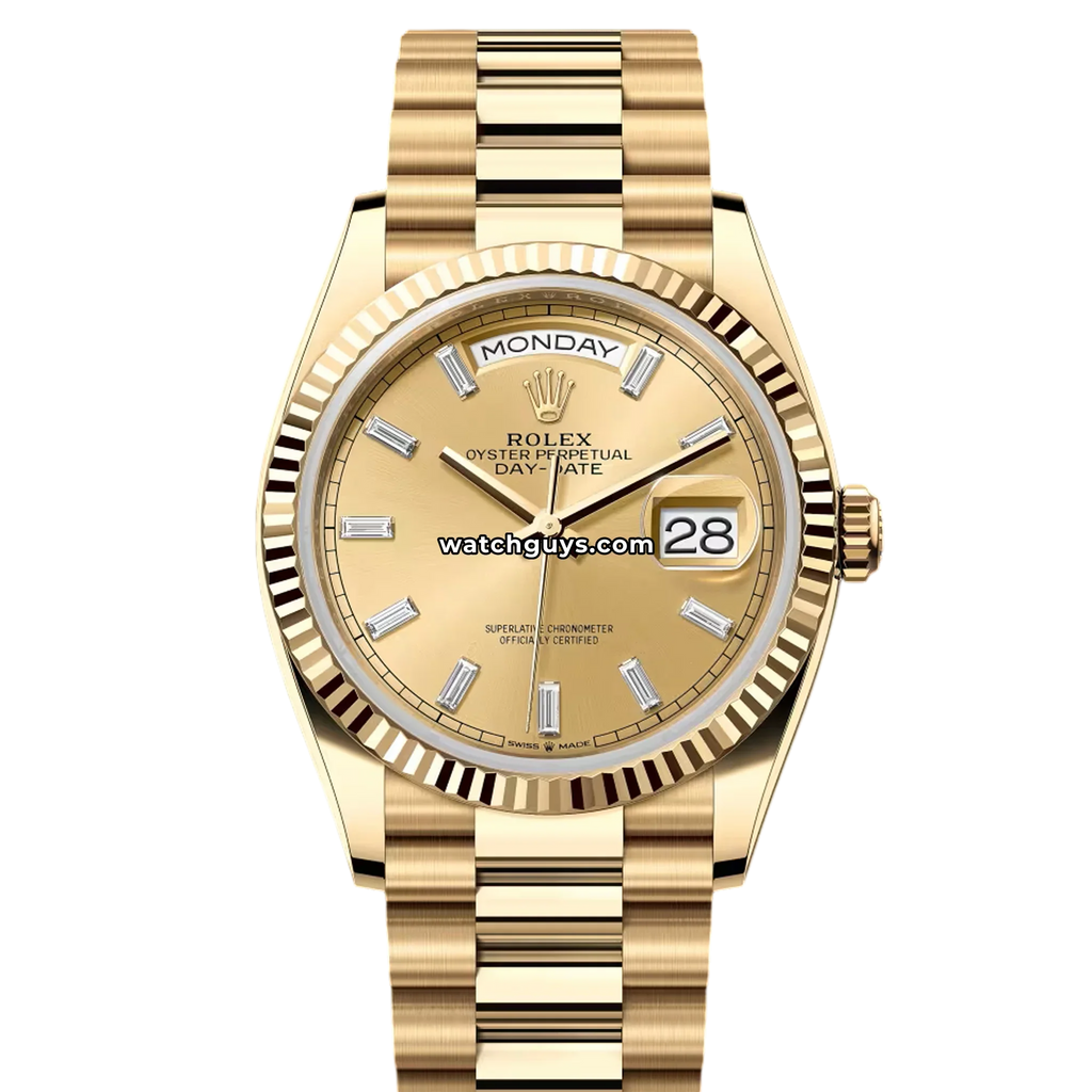 Rolex Day-Date 128238 Champagne Baguette Diamond