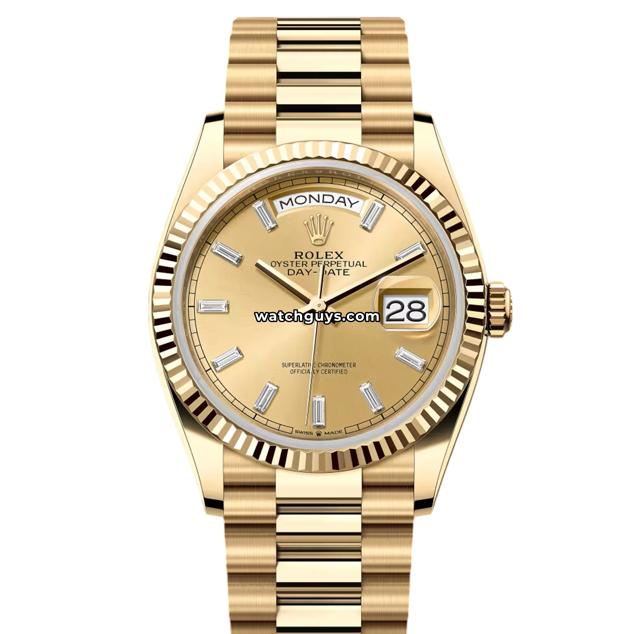 Rolex Day-Date 128238 Champagne Baguette Diamond
