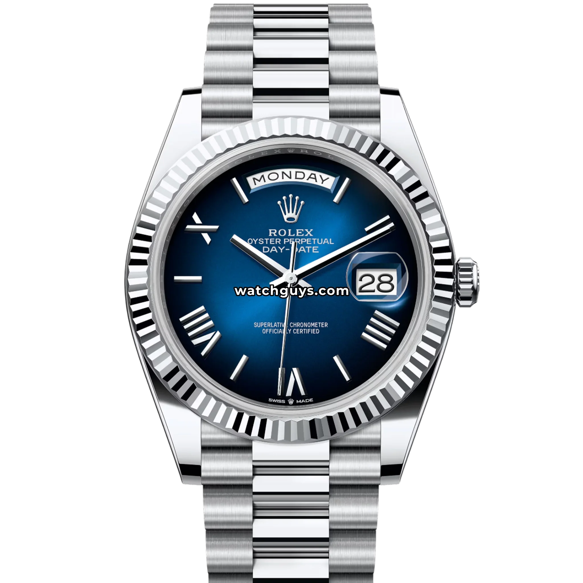 Rolex Day-Date 228236 Platinum Blue Ombre Roman President