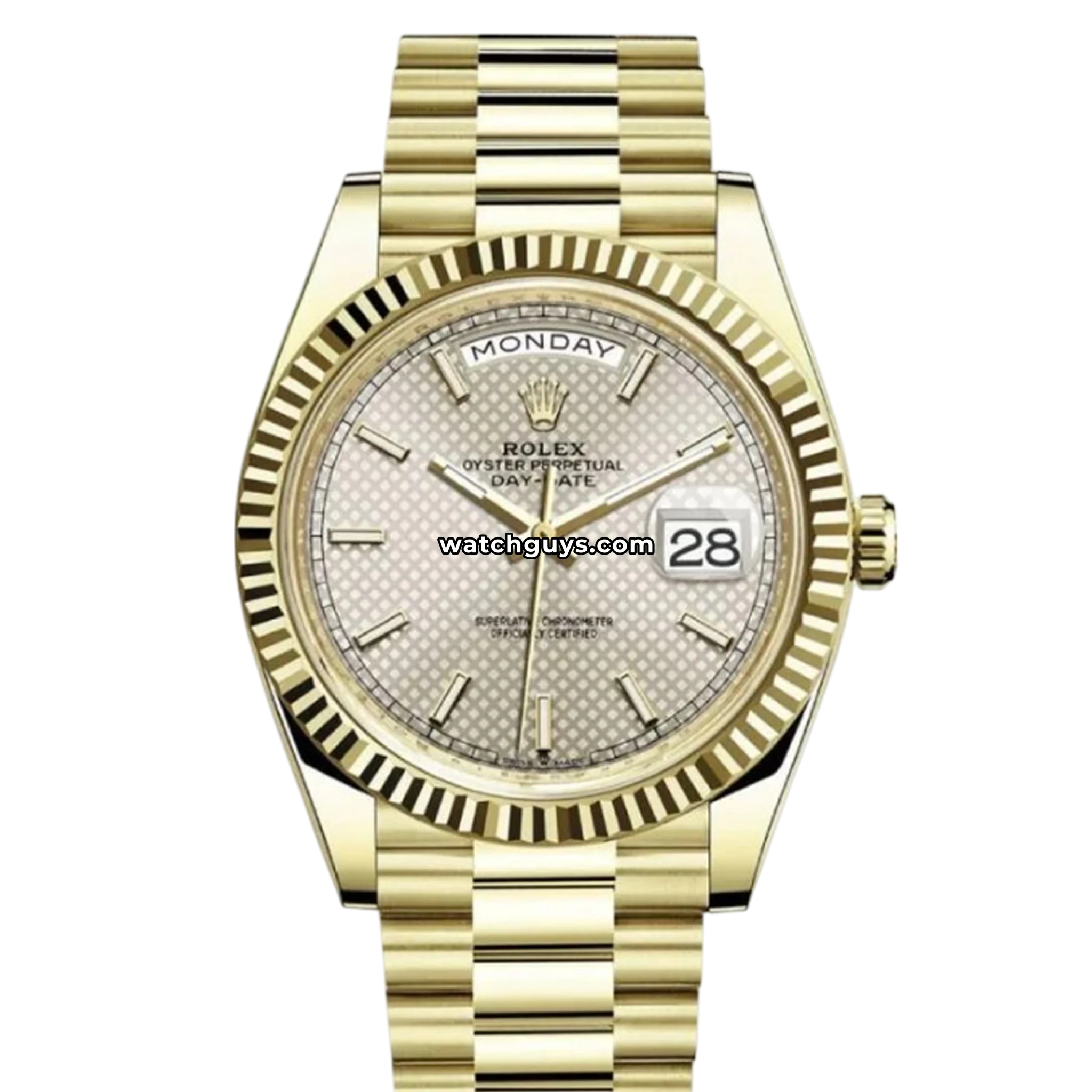 Rolex Day-Date 228238 Silver Diagonal Motif