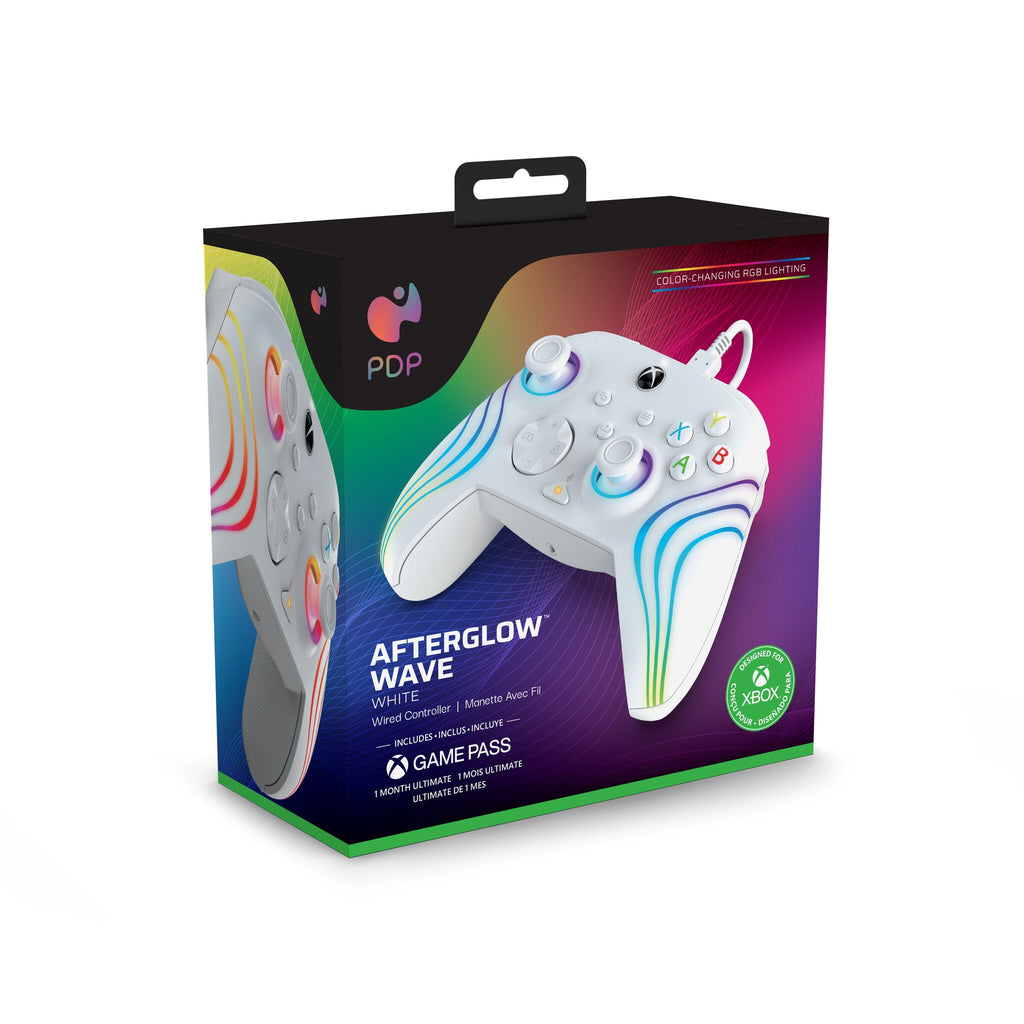 PDP Afterglow Wave - Wired Controller for PC / Xbox Series X|S in White