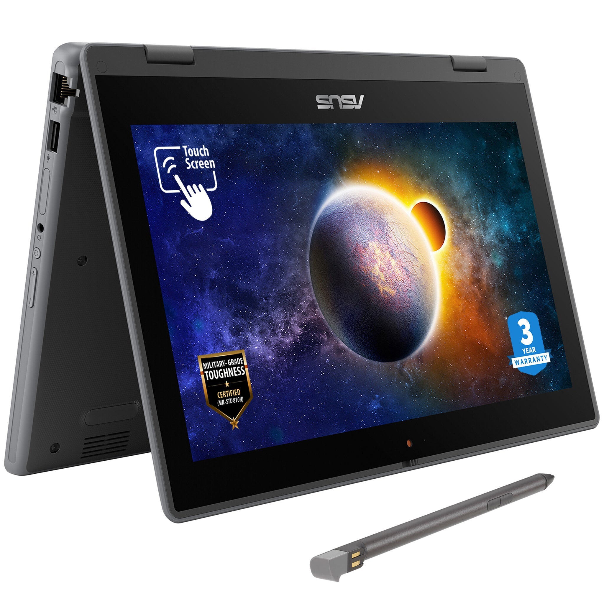 ASUS BR1100F-CS81XA-3Y Hybrid (2-in-1) - 29.5 cm (11.6") - Touchscreen - Intel® Celeron® N4500 - 8 GB DDR4-SDRAM - 128 GB eMMC - Wi-Fi 6 - Windows 11 Pro Academic - Grey