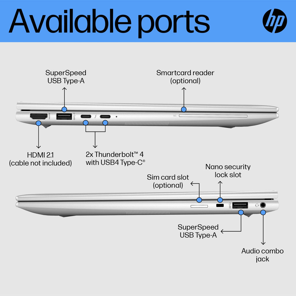 HP EliteBook 830 13 G10 Laptop - 33.8 cm (13.3") - Intel® Core™ i5-1335U - 8 GB LPDDR5-SDRAM - 256 GB SSD - Wi-Fi 6E - Windows 11 Pro - Silver