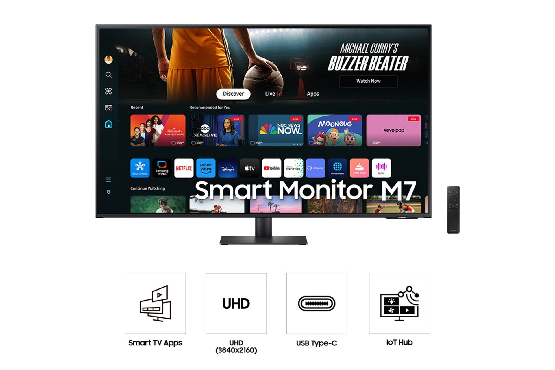 Samsung Smart Monitor M7 - 109.2 cm (43") - 3840 x 2160 pixels 4K UHD LCD Monitor with Remote